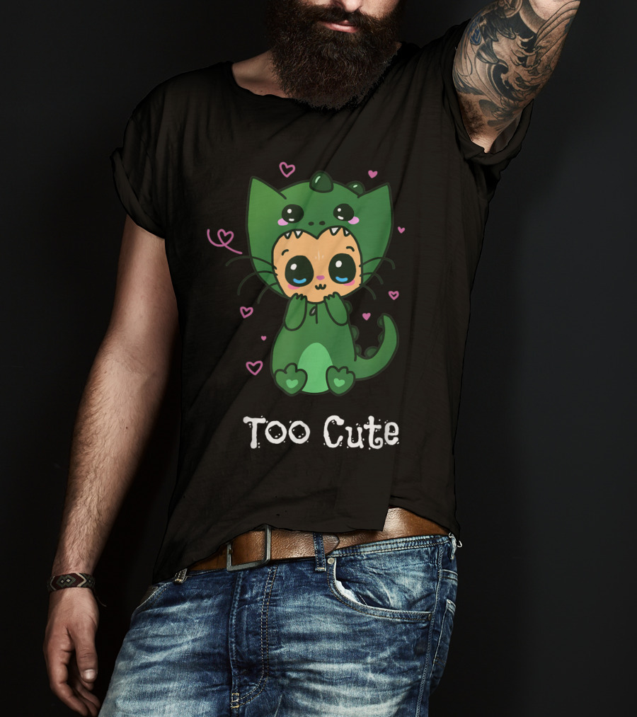 Too Cute Anime Chibi Kitten Dinosaur T-Shirt