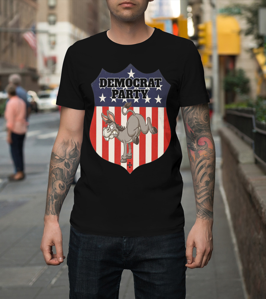 Democrat Party Shield Stars And Stripes Donkey T-Shirt