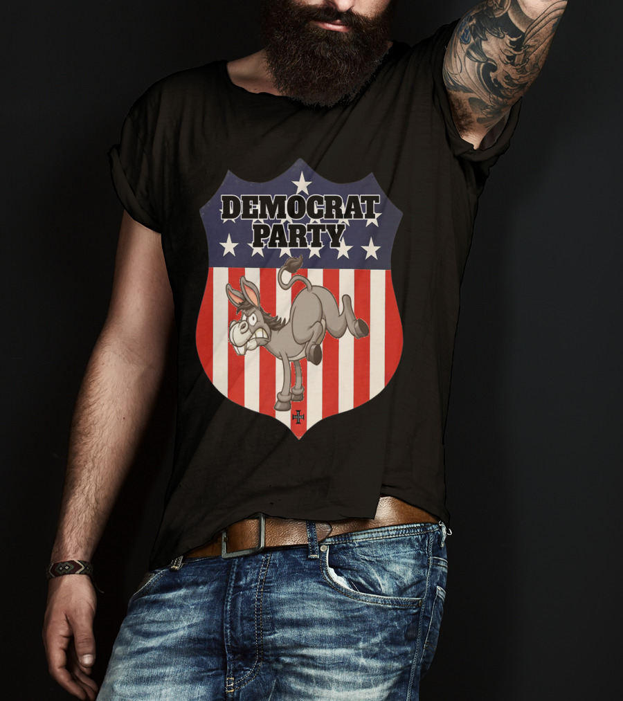 Democrat Party Shield Stars And Stripes Donkey T-Shirt