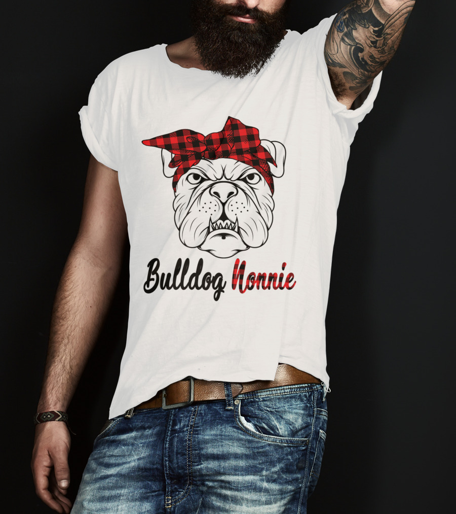 Bulldog Nonnie Plaid Red Bandana Costume T-Shirt