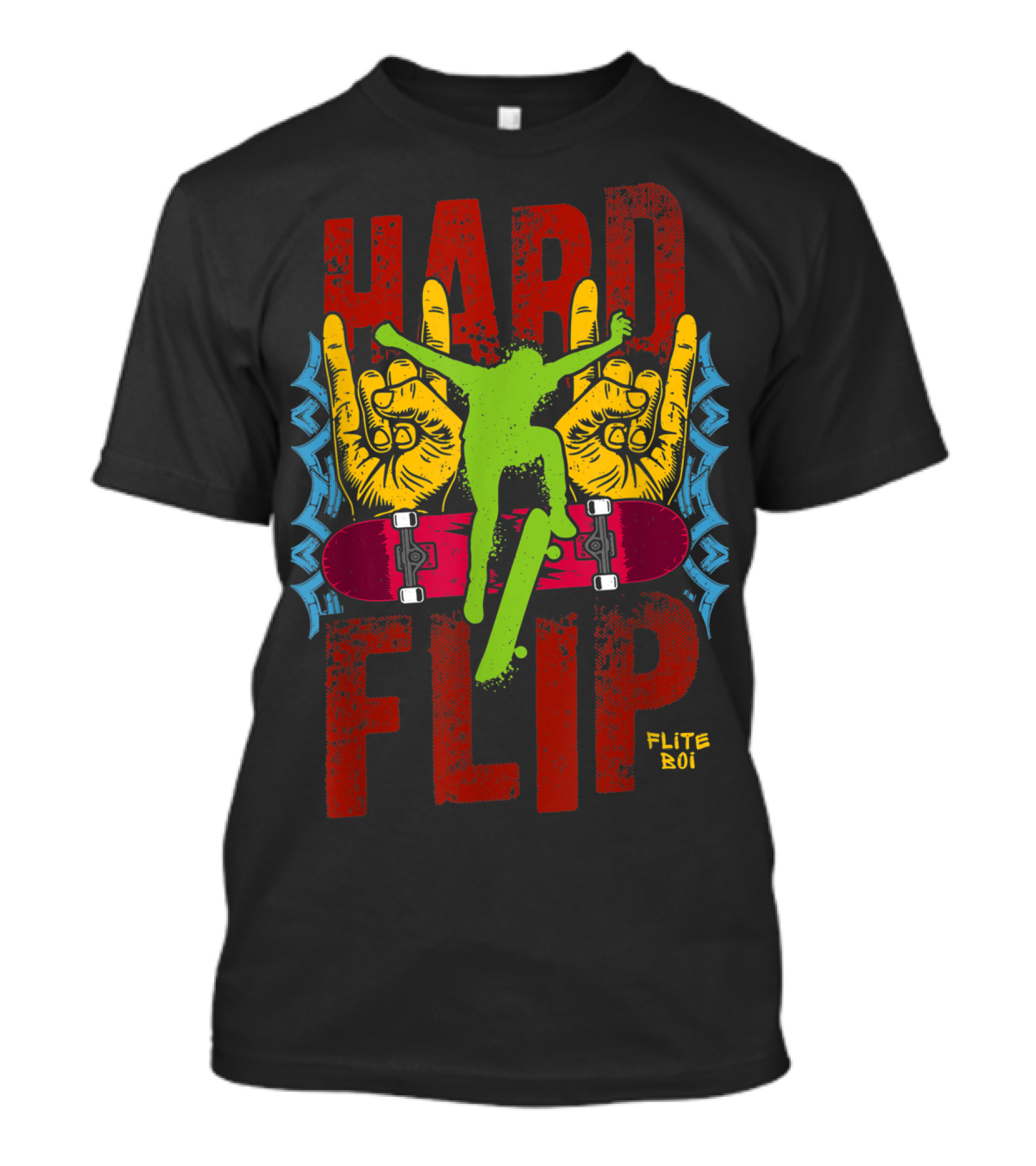 Flite Boi Skateboards Hard Flip Rock Hands Iconic Trick T-Shirt