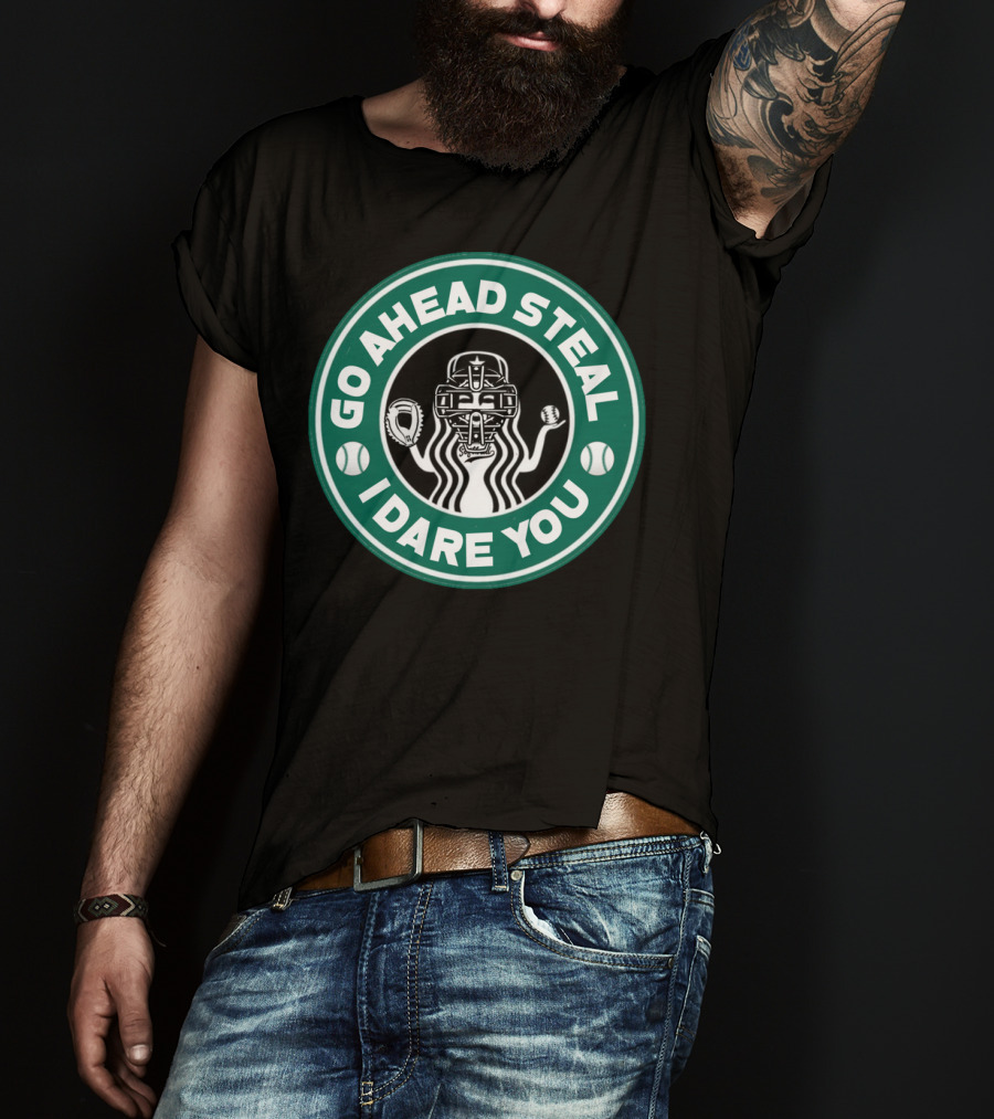 Go Ahead Steal I Dare You Catcher Baseball Softball T-Shirt