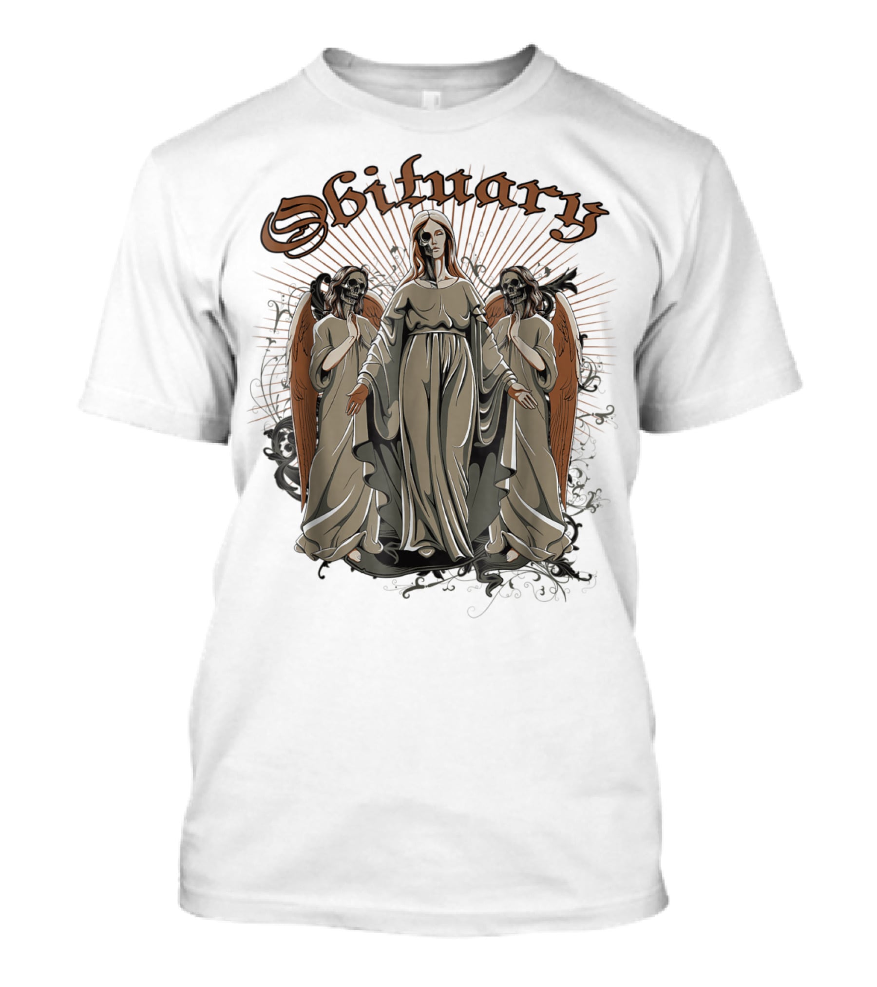 Obituary Halloween Angel Trio With Radiant Wings T-Shirt