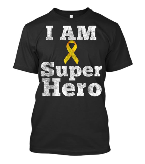 I Am Super Hero Yellow Ribbon Cancer Awareness T-Shirt
