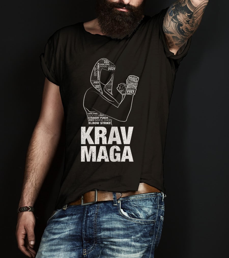Krav Maga Woman Martial Arts Self Defence Straight Punch Elbow Strike Fist Techniques T-Shirt