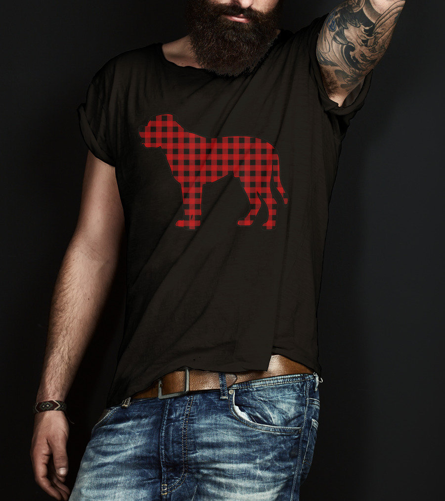 Mastiff Red Plaid Buffalo Christmas Dog T-Shirt