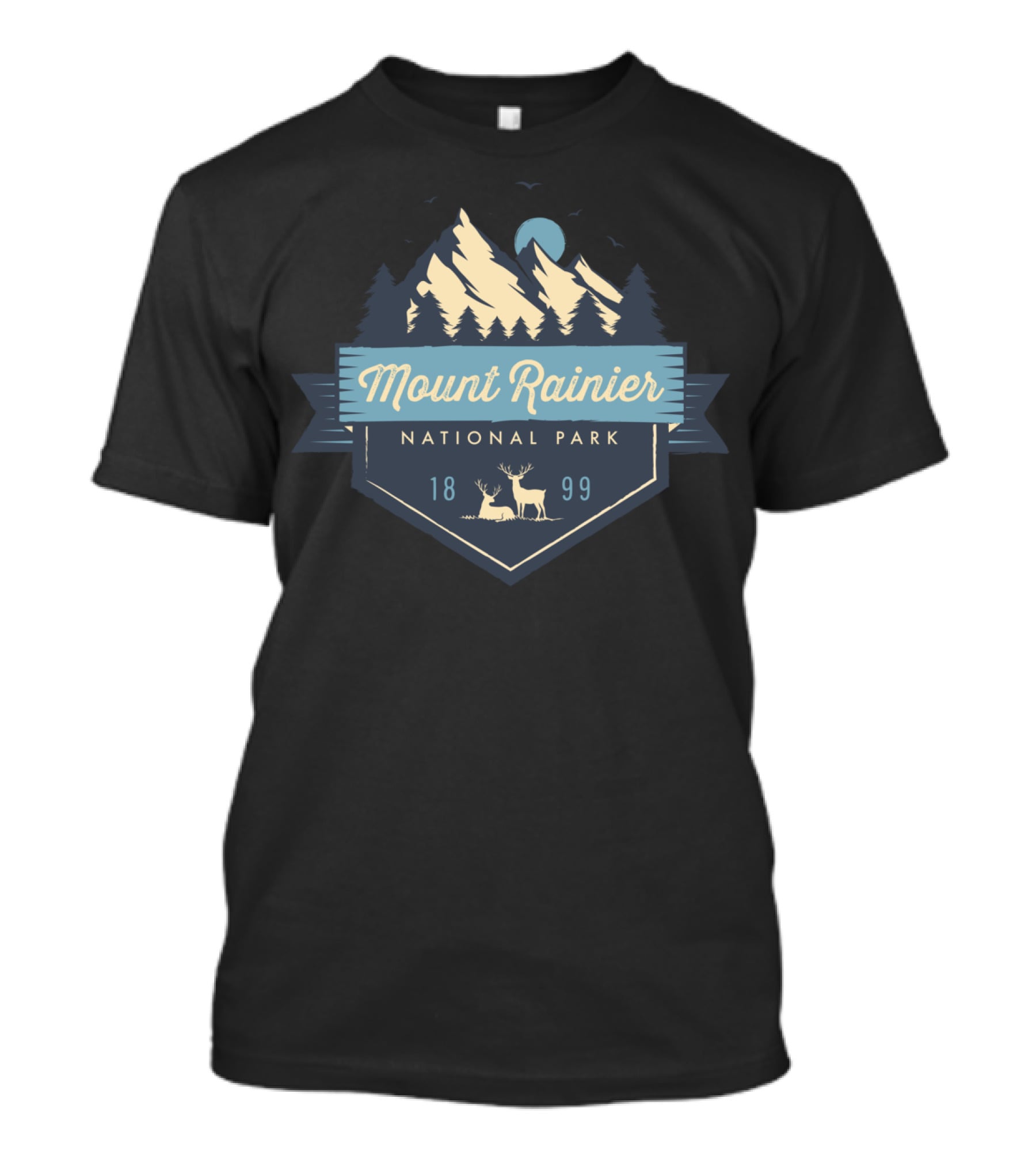 Mount Rainier National Park 1899 Scenic Wilderness Emblem T-Shirt
