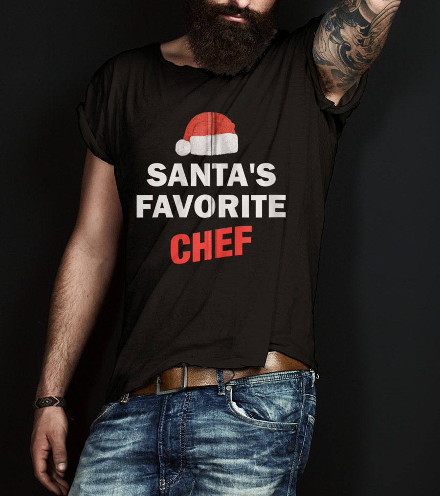 Santa's Favorite Chef Christmas Hat T-Shirt