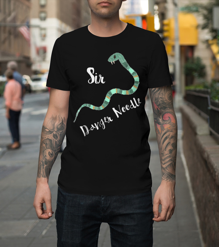 Sir Danger Noodle Snake Decor with Green Stripes T-Shirt