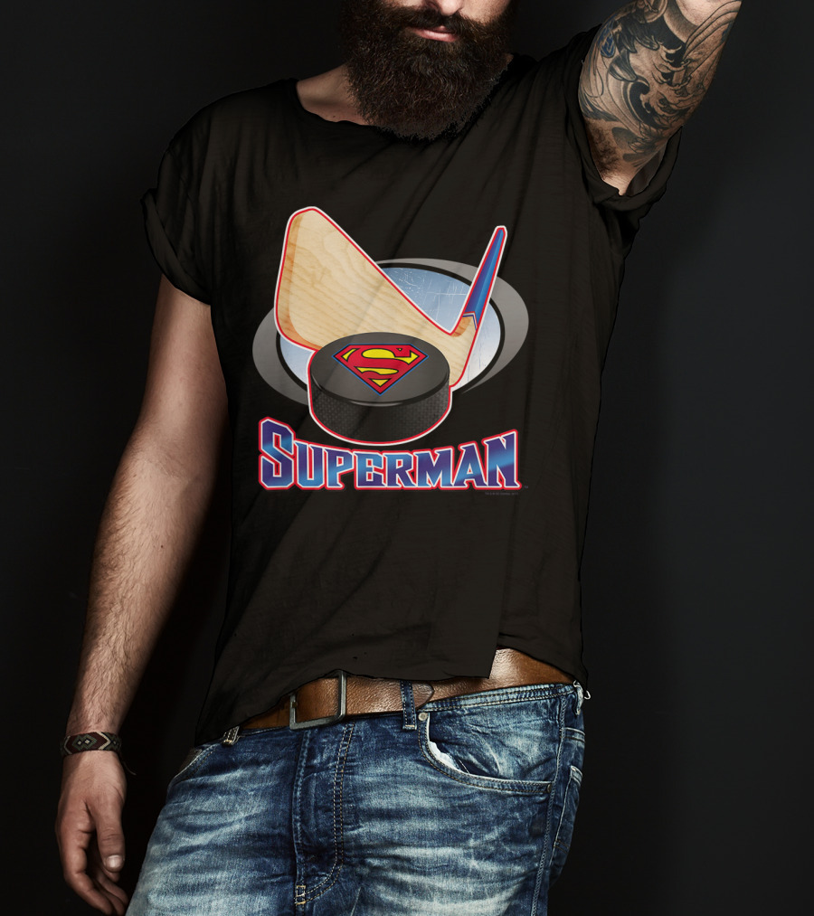 Superman Hockey Stick Puck T-Shirt
