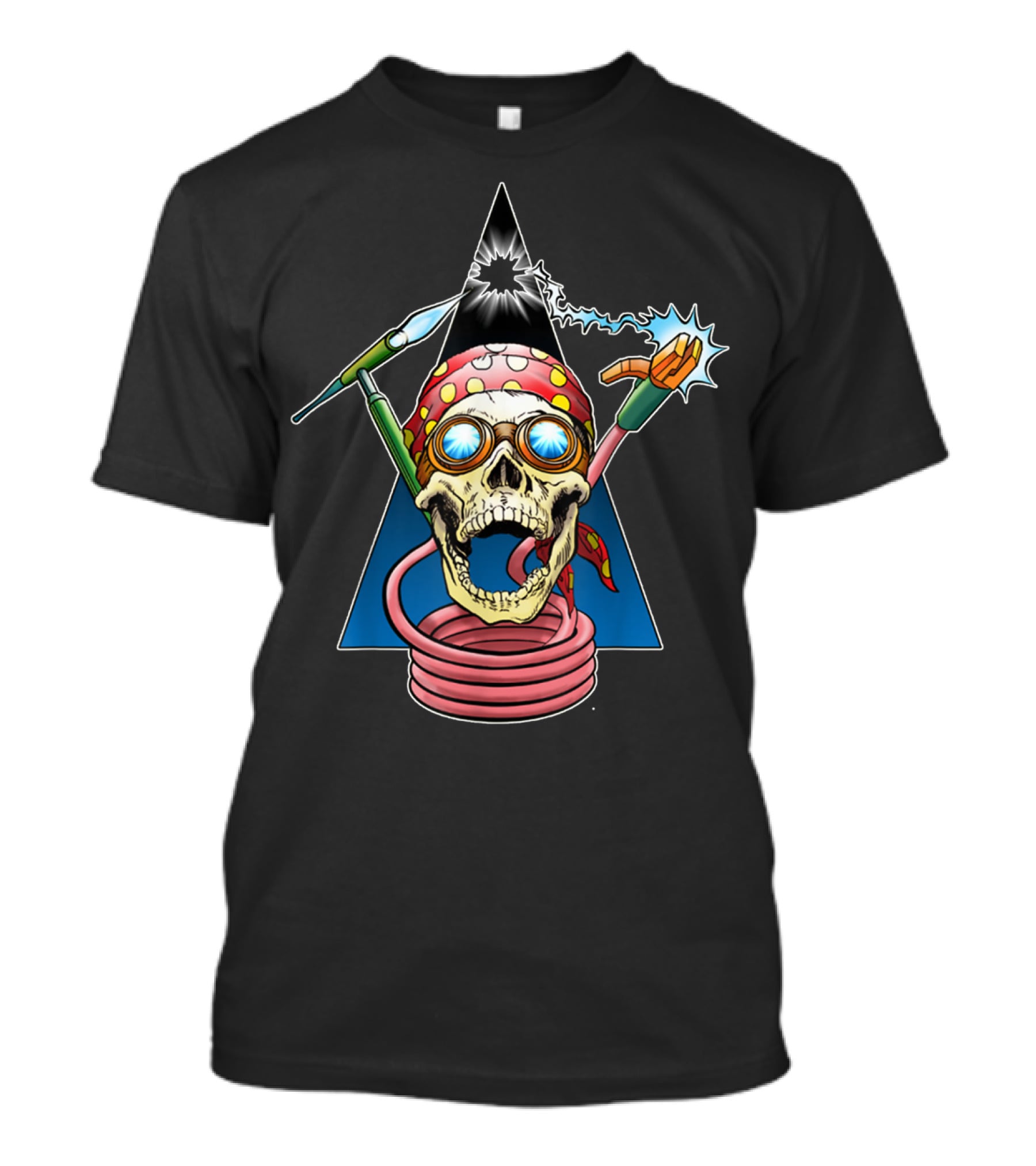 Welder Skull Welding Sparks Bandana Retro Mask T-Shirt