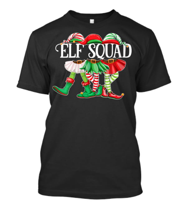 ELF SQUAD Christmas Elves In Festive Attire With Candy Cane Stripes T-Shirt