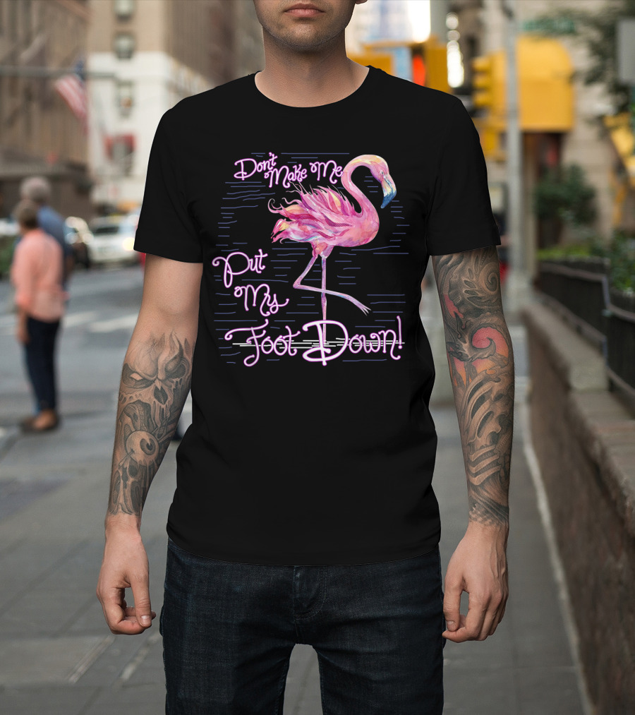 Don't Make Me Put My Foot Down Flamingo Pastel Sketch T-Shirt