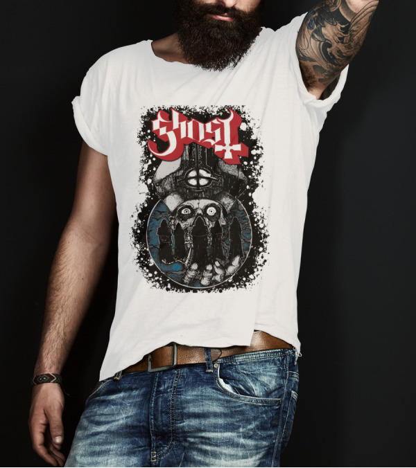 Ghost BC Heavy Metal Music 666 Fan Art Hooded Skull T-Shirt