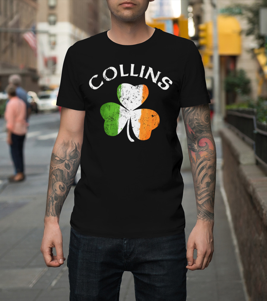 Collins Irish Shamrock Tricolor Flag Heritage T-Shirt