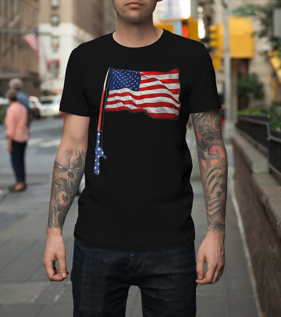 Fishing Pole American Flag for Patriot Fishermen T-Shirt