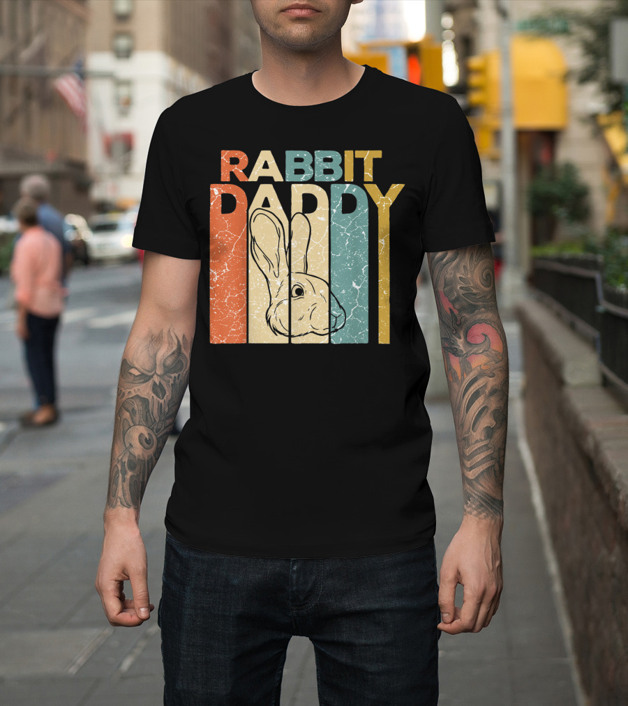 Rabbit Daddy Retro Bunny Father's T-Shirt