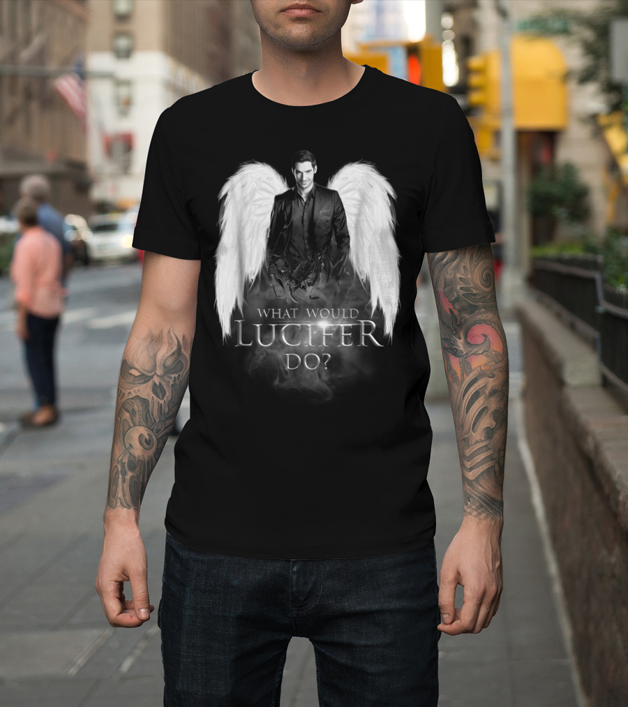 What Would Lucifer Do Angel Wings Dark Suit T-Shirt