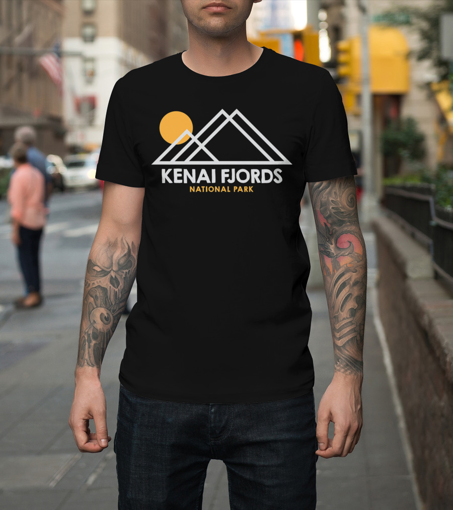 Kenai Fjords National Park Alaska Outline Ak Mountain Sun T-Shirt