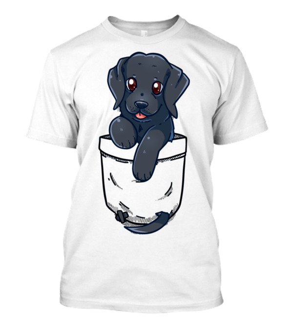 Pocket Cute Black Labrador Puppy Dog Kawaii T-Shirt