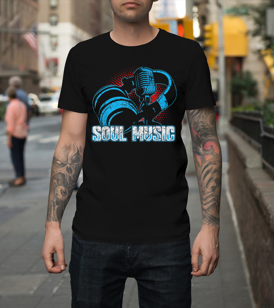Soul Music Vintage 70S 80S Old School Retro Microphone Headphones T-Shirt