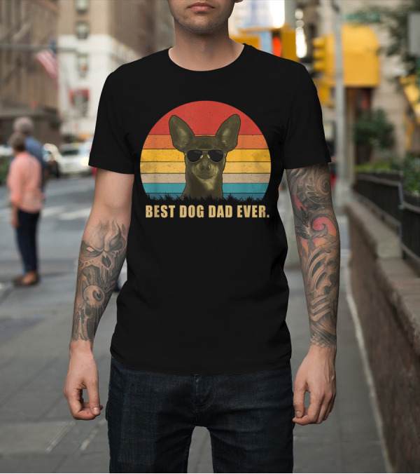 Shirt: Vintage Best Dog Dad Ever Miniature Pinscher Retro Sunglasses T-Shirt Vintage Best Dog Dad Ever Miniature Pinscher Retro Sunglasses T-Shirt
