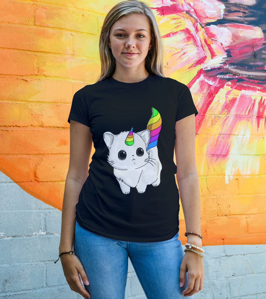 Caticorn Unicorn Rainbow Cat For Girls Boys Adults T-Shirt