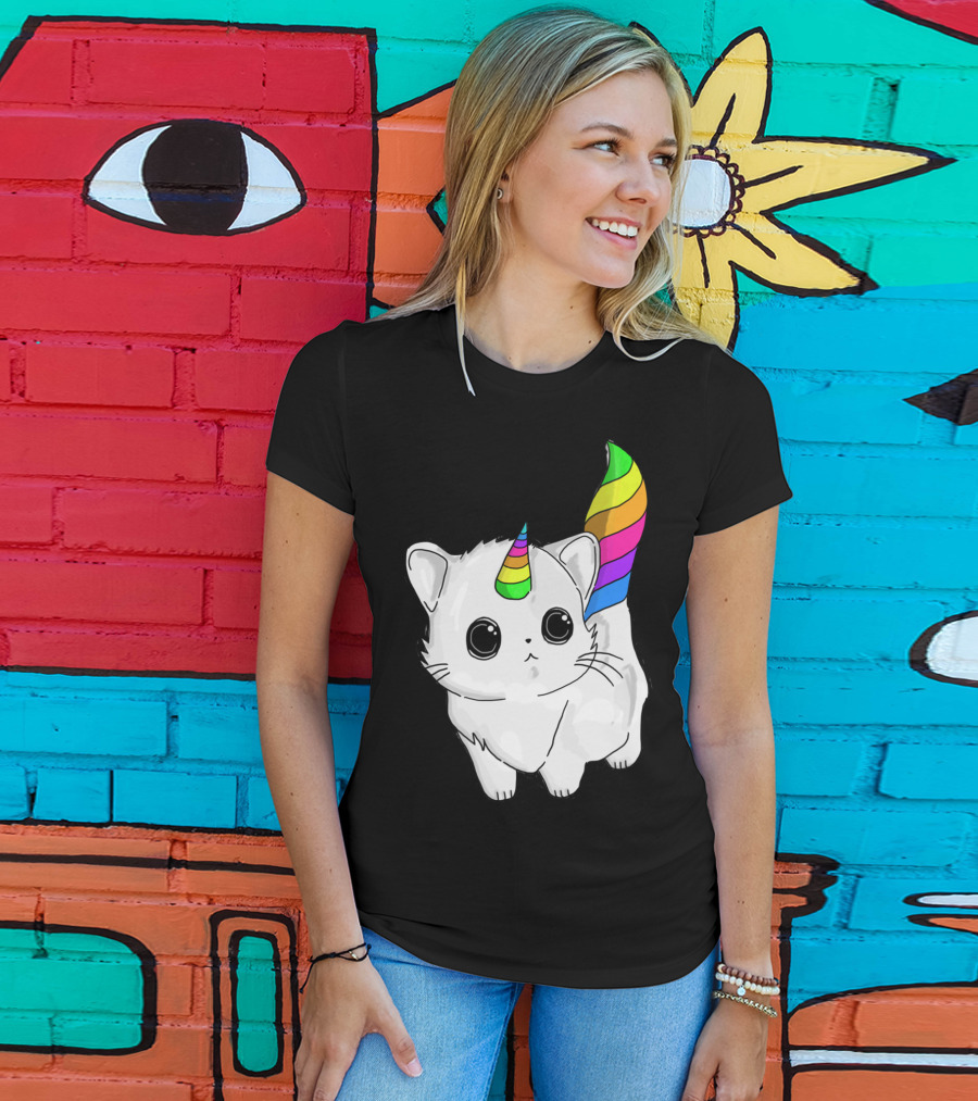 Caticorn Unicorn Rainbow Cat For Girls Boys Adults T-Shirt
