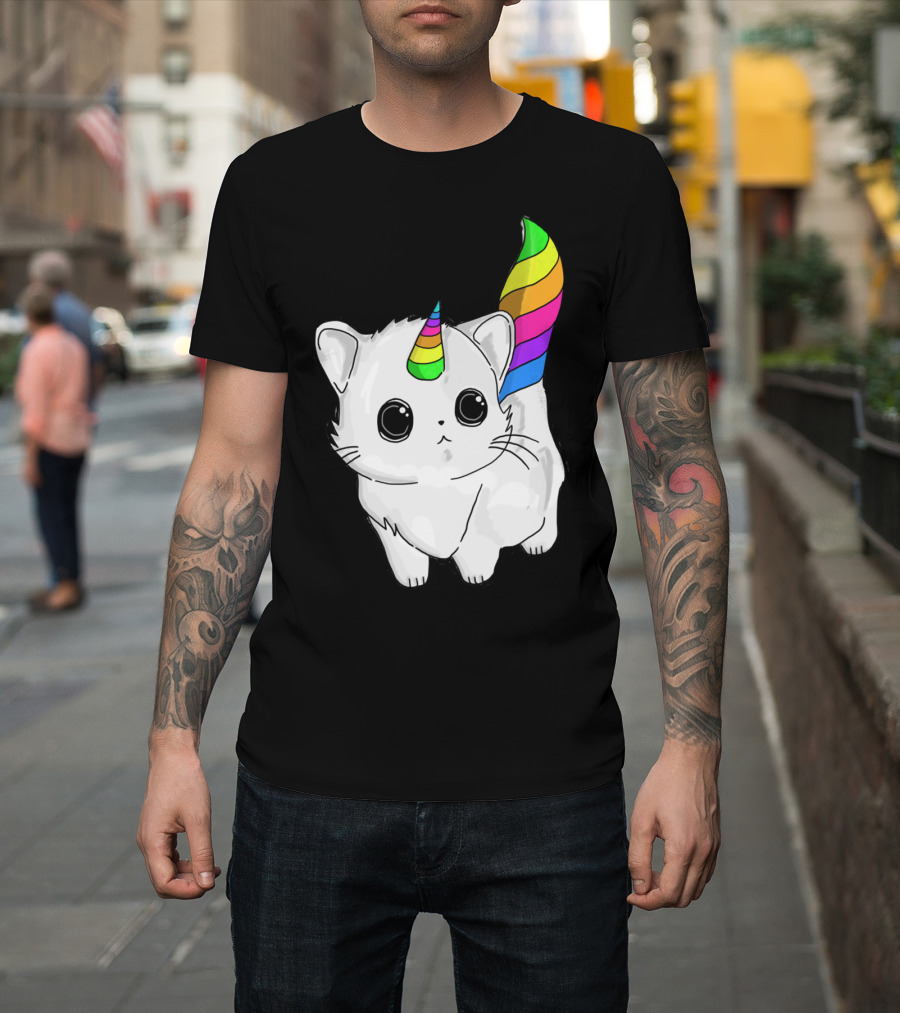 Caticorn Unicorn Rainbow Cat For Girls Boys Adults T-Shirt