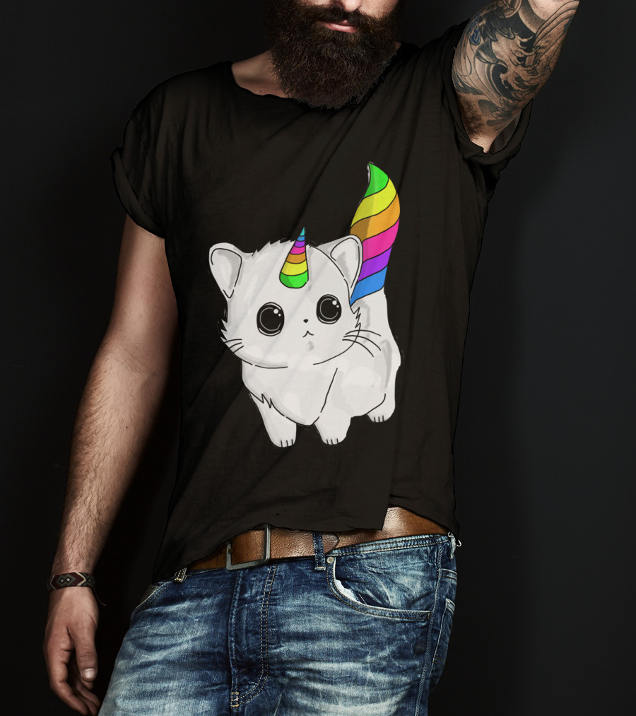 Caticorn Unicorn Rainbow Cat For Girls Boys Adults T-Shirt