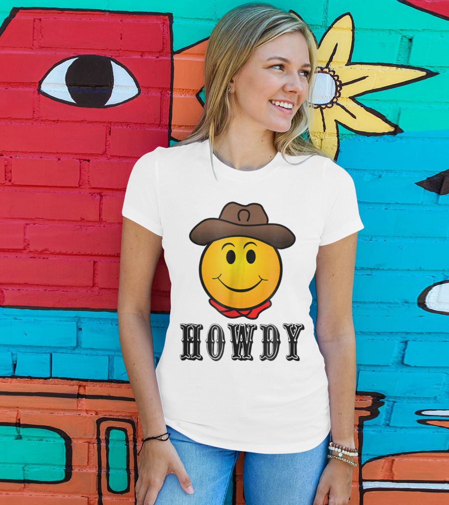 Howdy Cowboy Western Smiley Emoji Rodeo T-Shirt