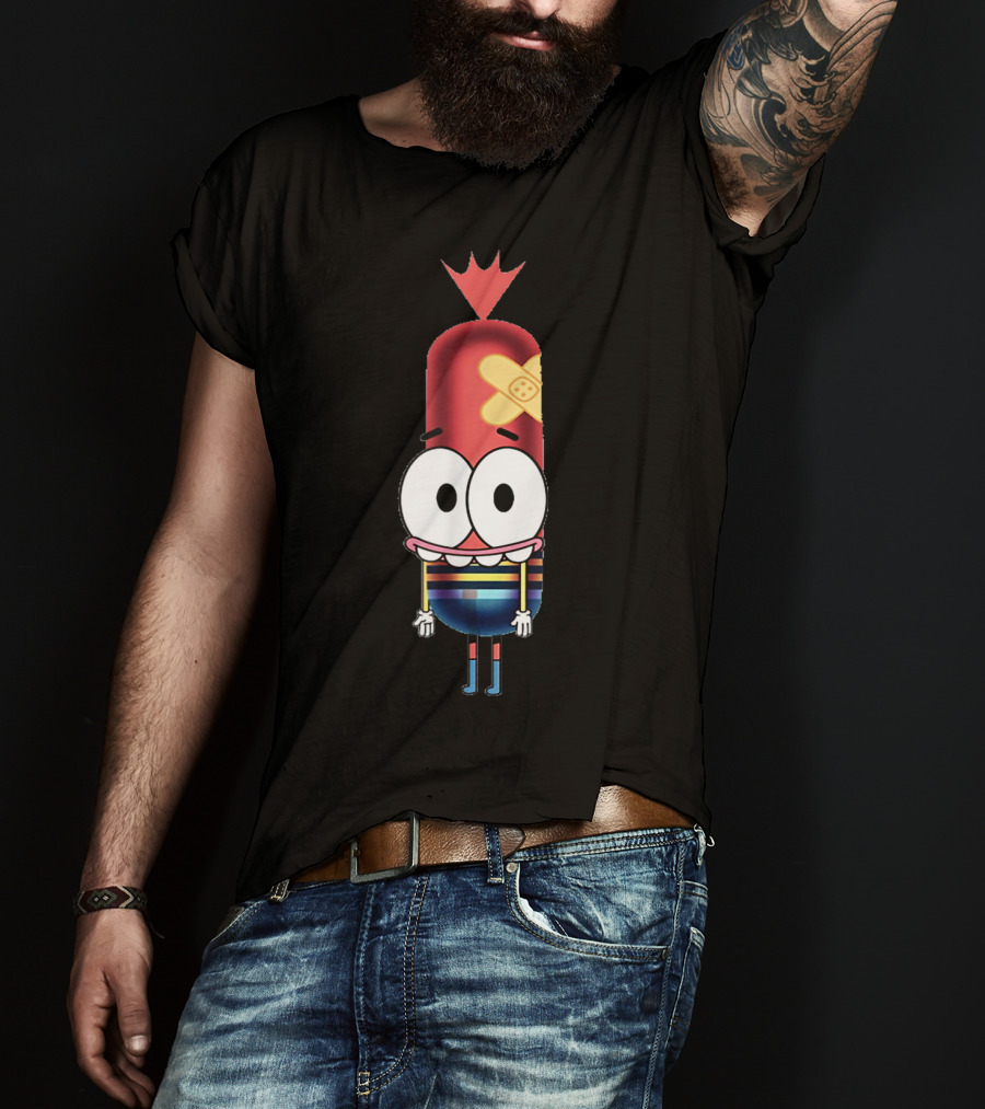 Funny Silly Idea Pinky Hotdog Cartoon Character T-Shirt