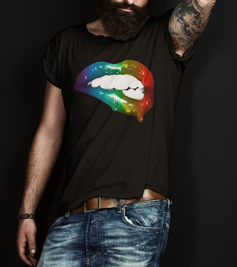 Rainbow Lips Cute Artful Makeup Addicts Lipstick Fashion Trends T-Shirt