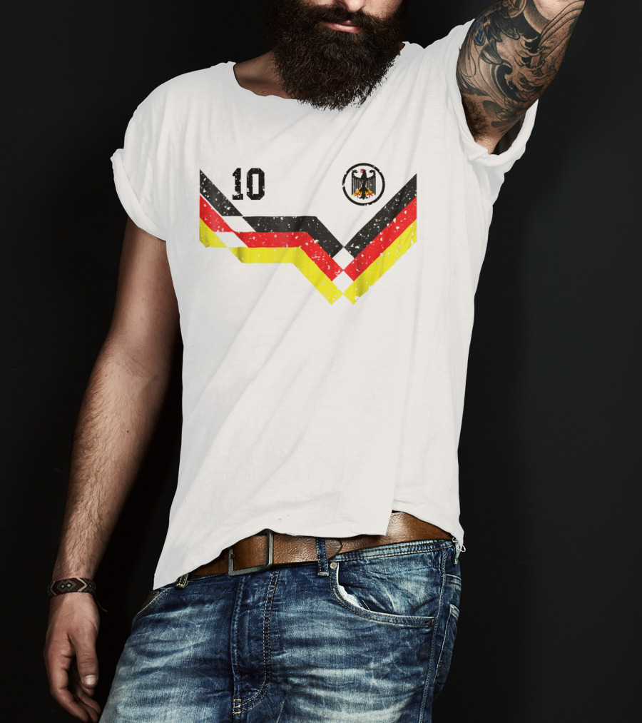 Deutschland Retro Soccer Jersey Number 10 With German Eagle Emblem T-Shirt