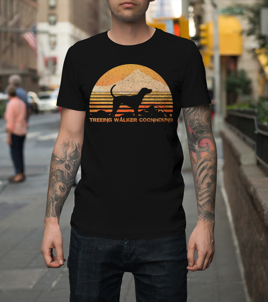 TREEING WALKER COONHOUND Retro Sunset T-Shirt