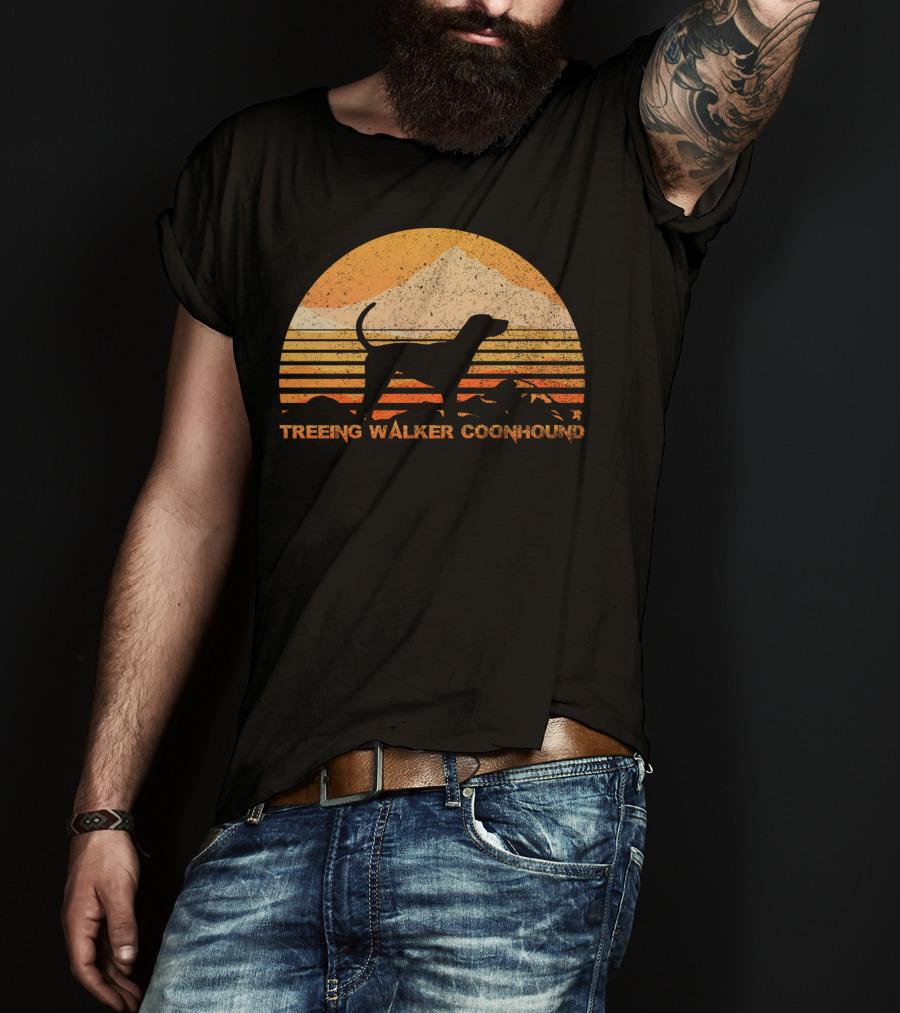 TREEING WALKER COONHOUND Retro Sunset T-Shirt