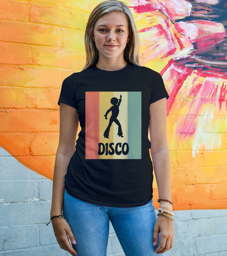 Disco Retro Funk Groove On Color Stripes T-Shirt