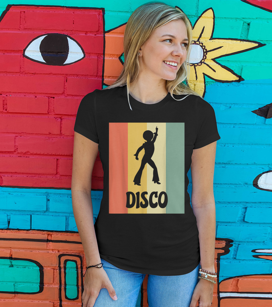 Disco Retro Funk Groove On Color Stripes T-Shirt