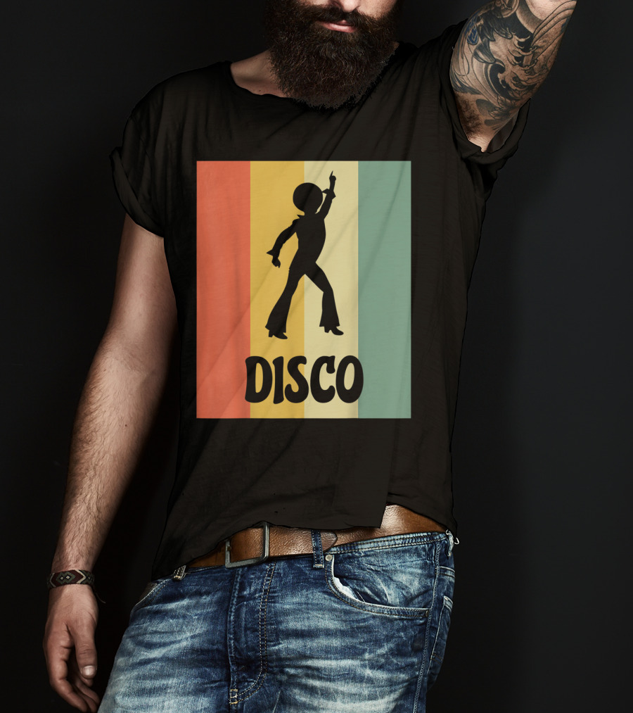 Disco Retro Funk Groove On Color Stripes T-Shirt