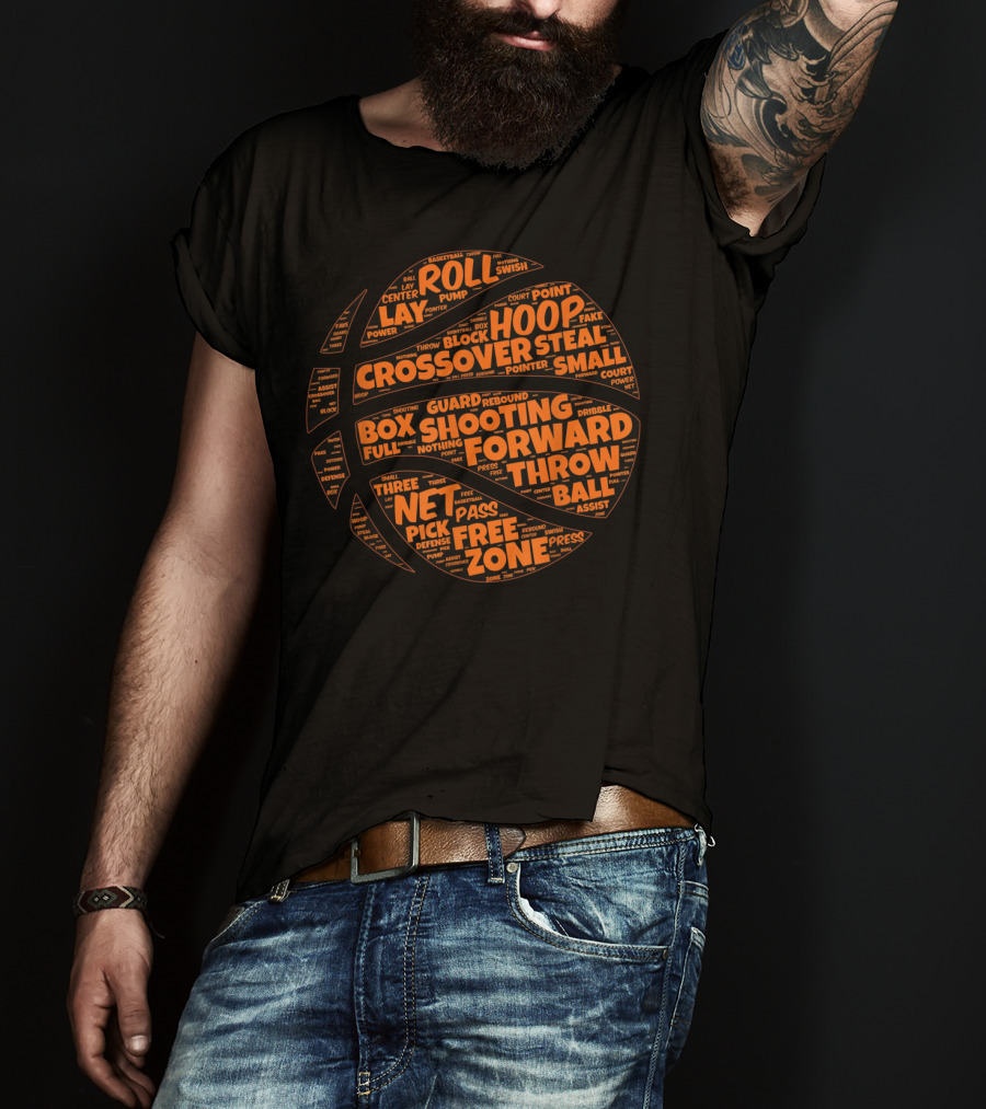 Basketball Sayings Typography In Orange Featuring Crossover Hoop Forward Play T-Shirt