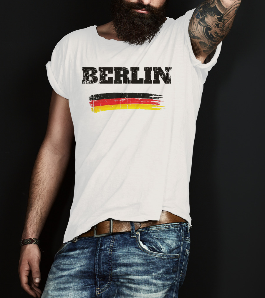Berlin Germany Black Red Gold Flag Brushstroke T-Shirt