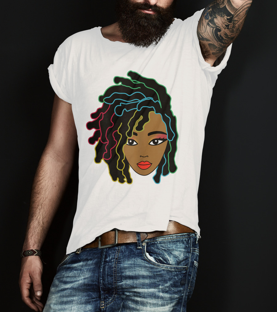 Black Girl With Colorful Locs Hair Pride T-Shirt
