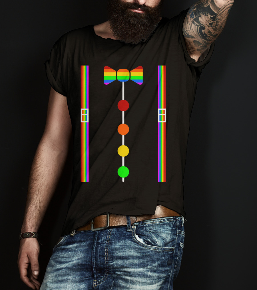 Clown Tie Rainbow Bowtie Suspenders Costume Circus Carnival T-Shirt