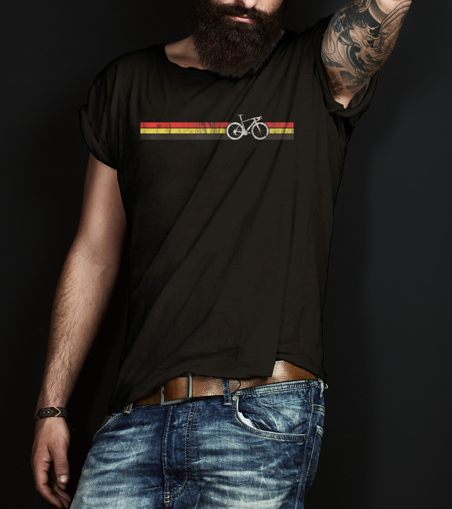 Belgian Flag Colors With Bicycle Graphic Racing T-Shirt