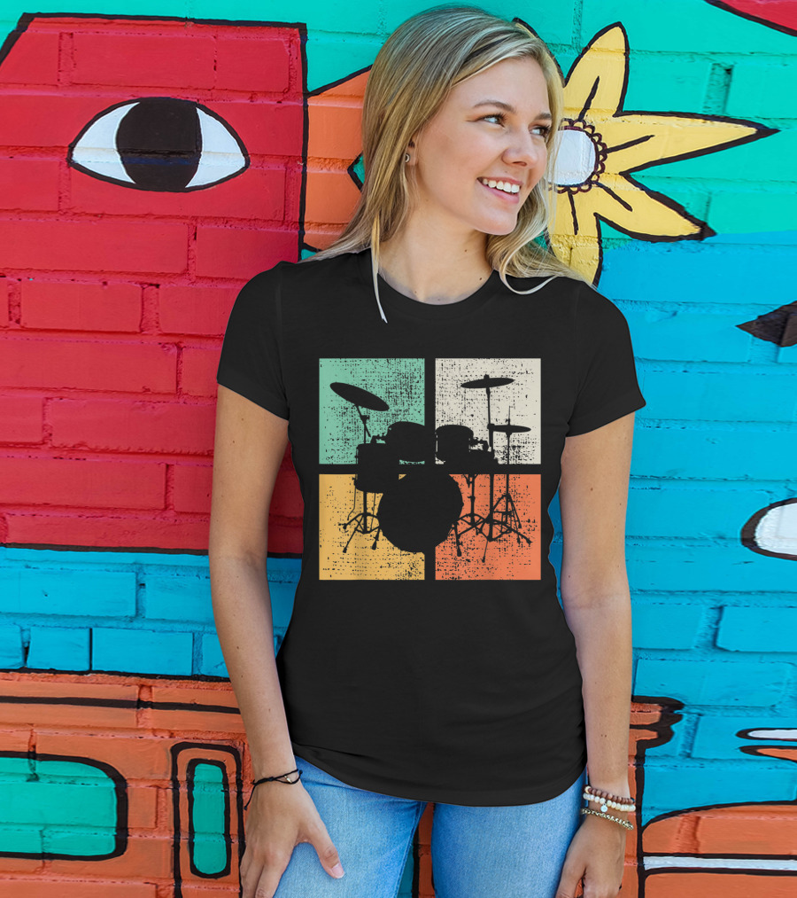 Drummer Drumline Drumset Retro Drum Kit T-Shirt