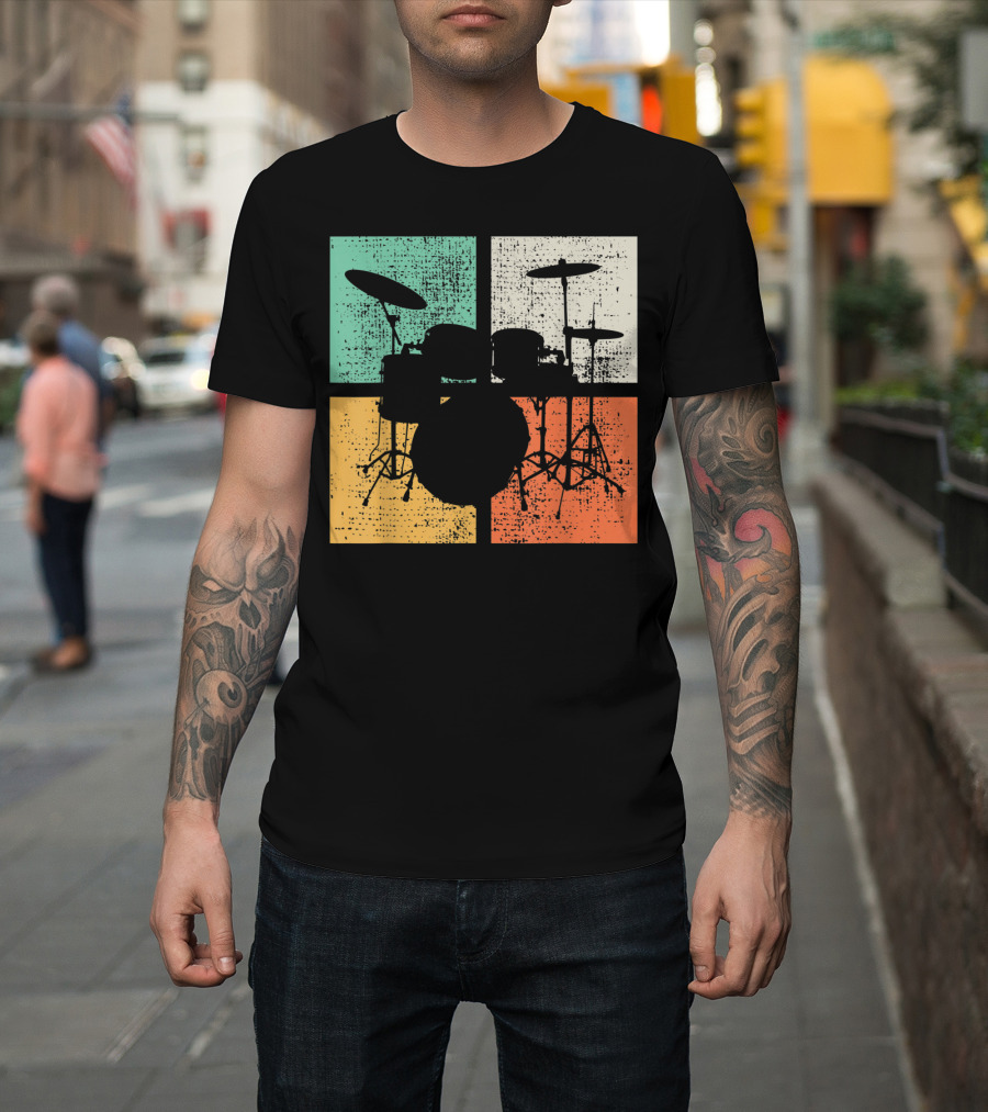 Drummer Drumline Drumset Retro Drum Kit T-Shirt