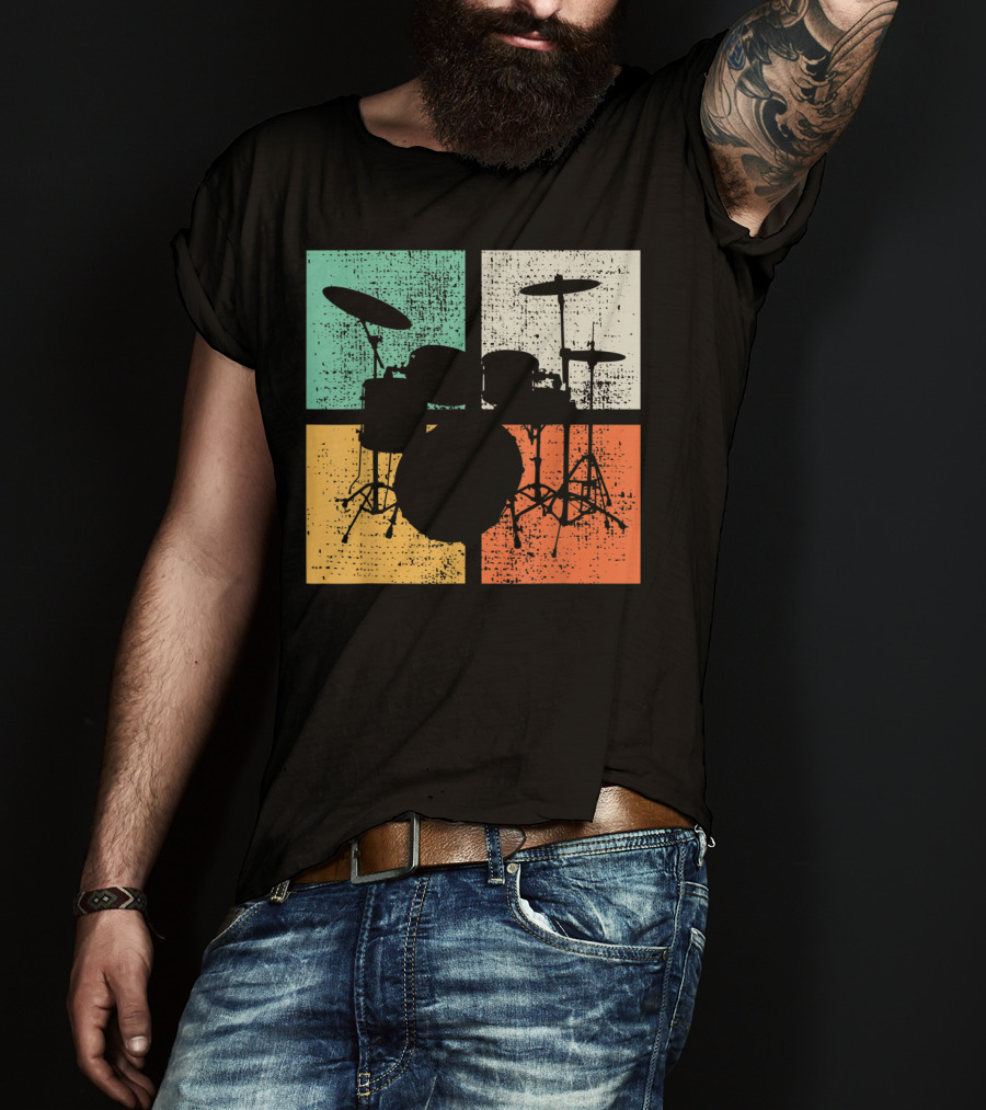 Drummer Drumline Drumset Retro Drum Kit T-Shirt