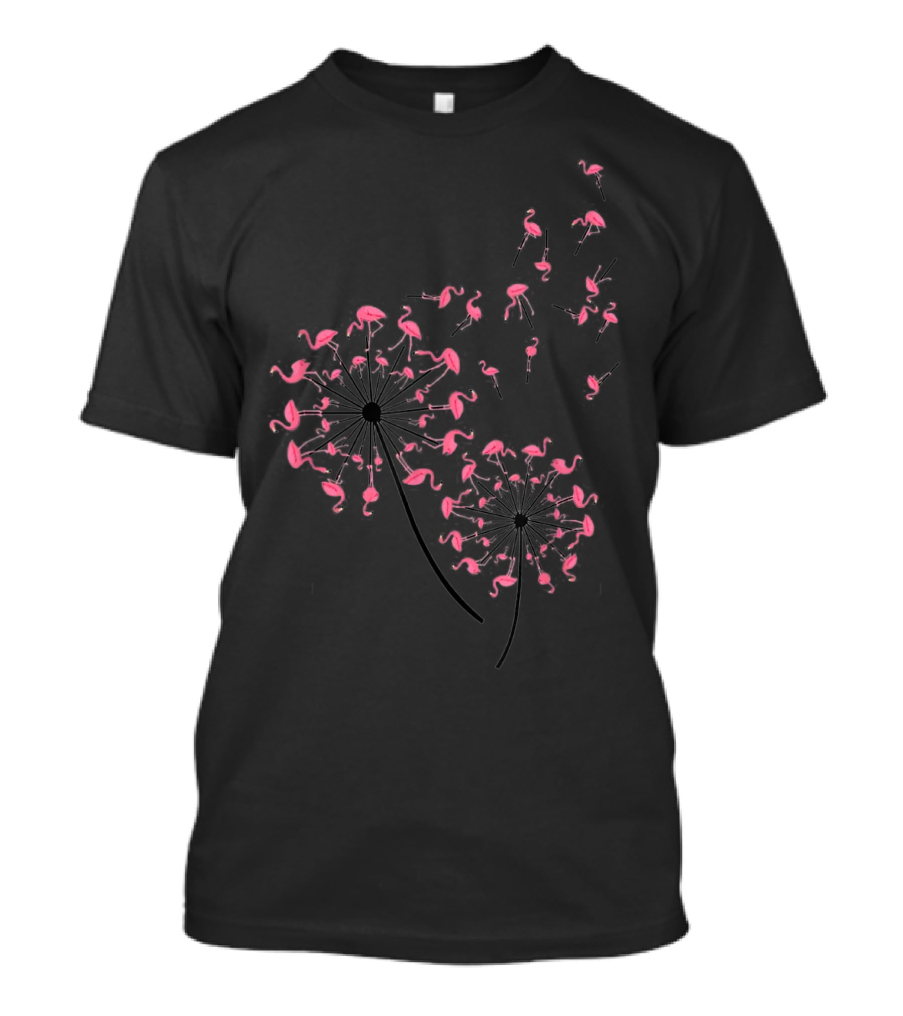 Flamingo Dandelion Flower Woman Flamingo Dandelion Blossoms T-Shirt