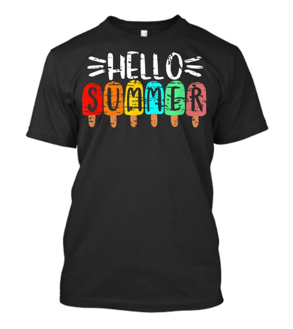 Hello Summer Vacation Ice Cream Popsicles T-Shirt
