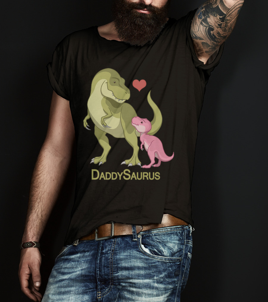 DaddySaurus Rex Father Baby Girl Dinosaurs Heart T-Shirt